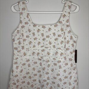 NOBO New Bodycon Pinafore Juniors L (11-13) White Floral Denim Mini Sleeveless